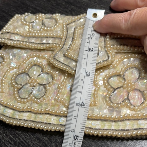 VINTAGE POUCH BAG PEARLS & SEQUINS RAINBOW COLOR - Picture 6 of 8